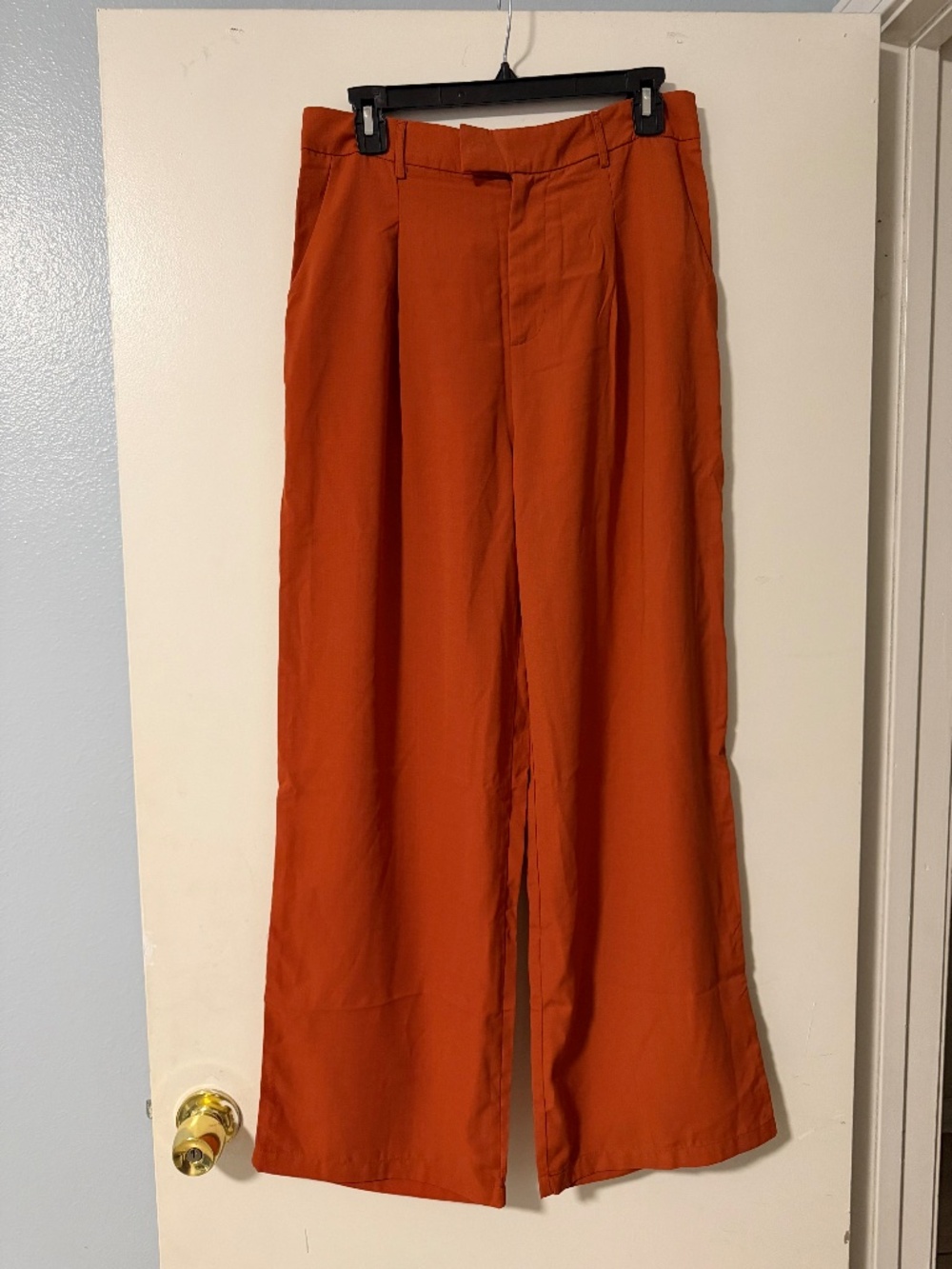 Rust Orange High Waisted Wide Leg Trousers